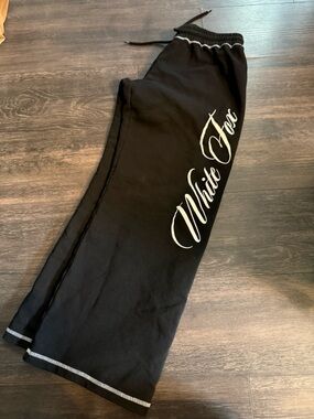 White Fox Boutique Black Sweatpants with White Script